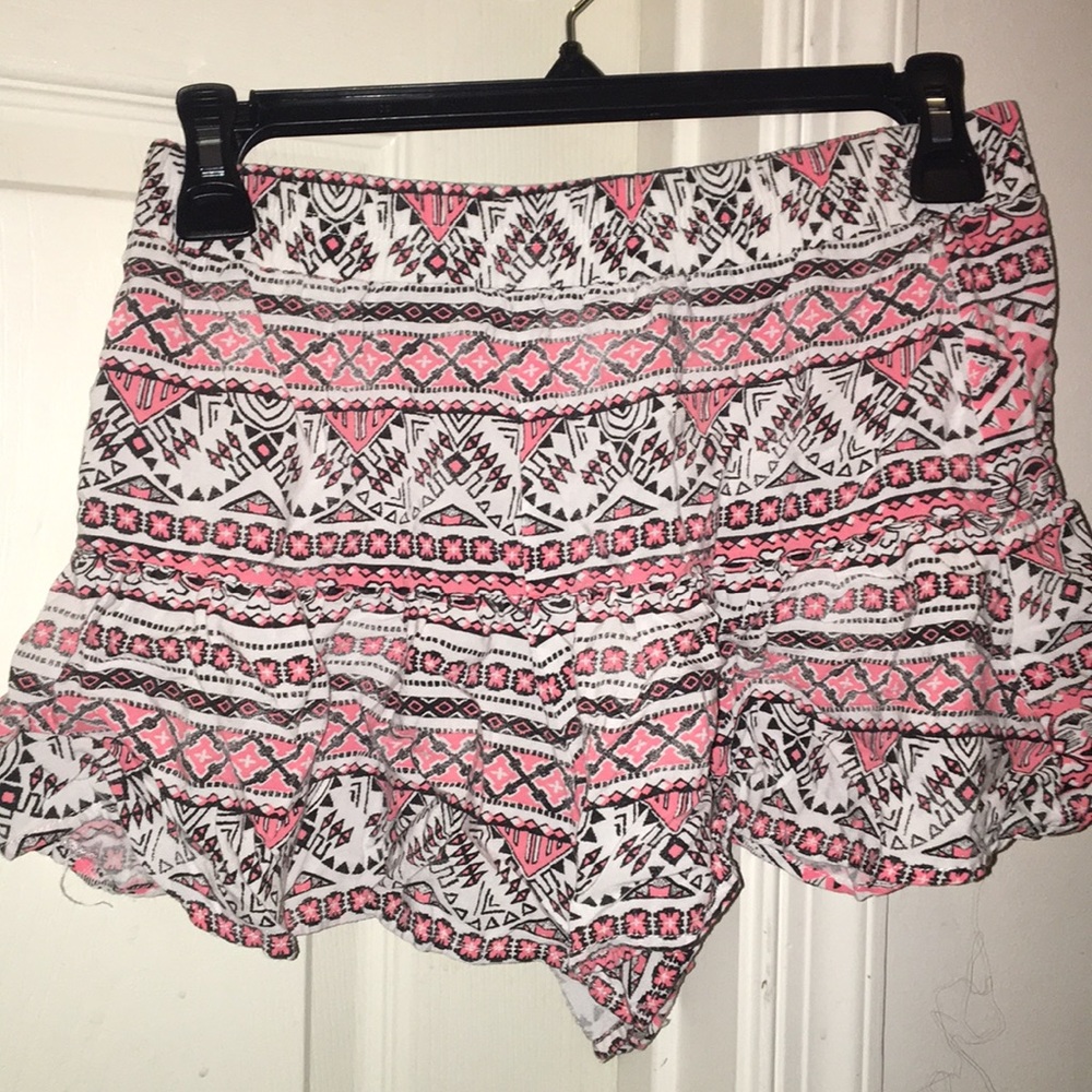 Pink, white, and black printed Aeropostale shorts